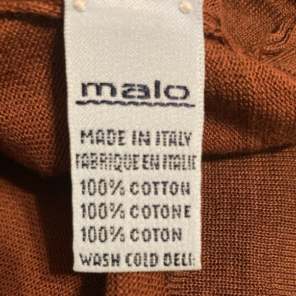 Malo Brown V-Neck Shirt with Long Sleeve stripped  Detailing - Picture 6 of 7